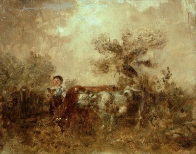 Boy Singing with Cows by Wilhelm Busch